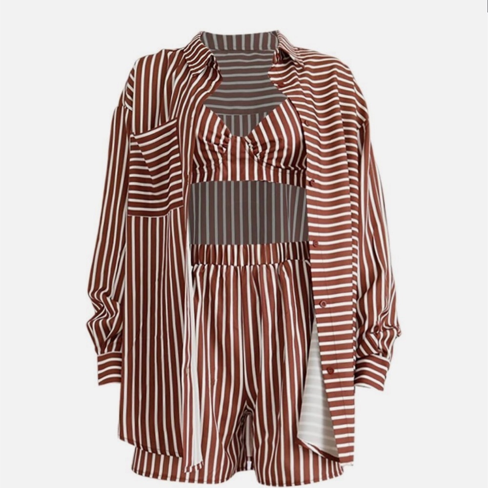 NWT Commense Stripe Three Piece Shorts Set Size M - Picture 5 of 14